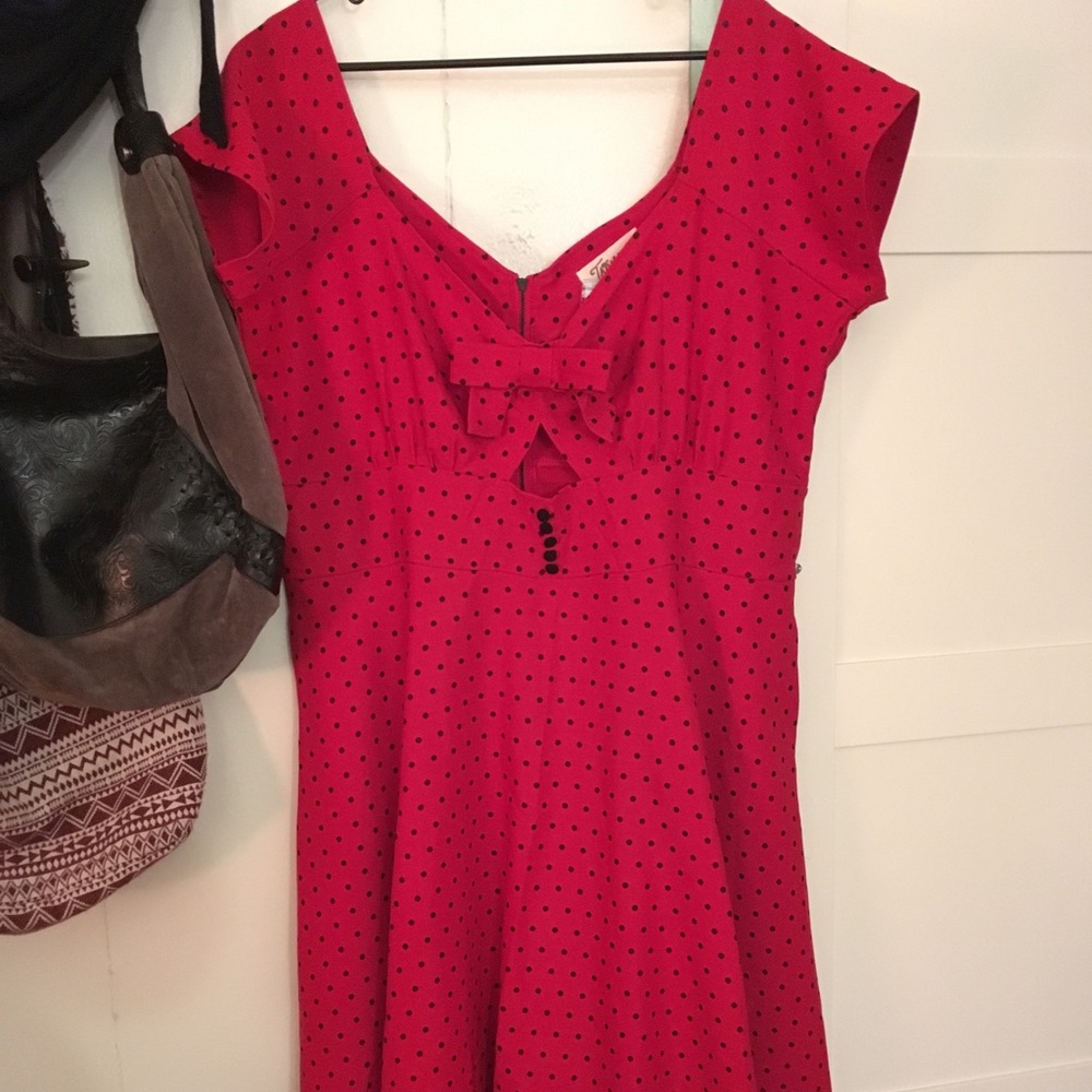 NEVER WORN Tatyana Red/black polka dots dress!